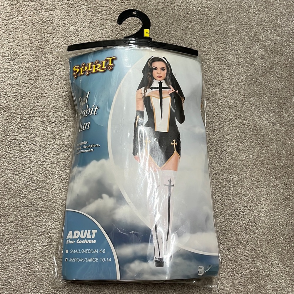Spirit Women’s Black and White Nun Costume - Sexy Novelty